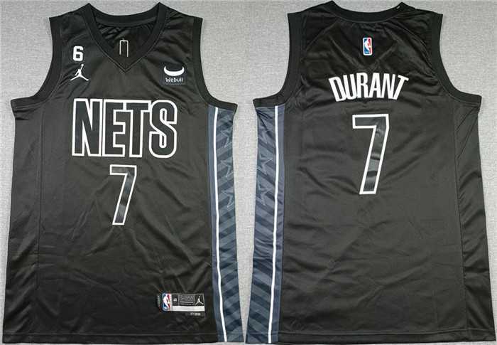 Men%27s Brooklyn Nets #7 Kevin Durant Black2022-23 Statement Edition No.6 Patch Stitched Basketball Jersey->charlotte hornets->NBA Jersey